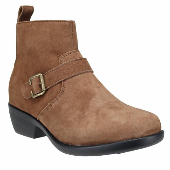 Propet Memphis Women's Suede Ankle Boot Color Bison Brown - Picture 2 of 5